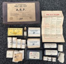 WW2 British Home Front A.R.P. First Aid Case by "Boots The Chemists" together with some original and