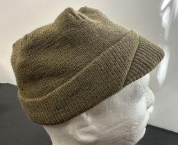 WW2 US Army Woolen Jeep Cap. Offically called "Cap, Wool, Knit, M1941". Complete with original