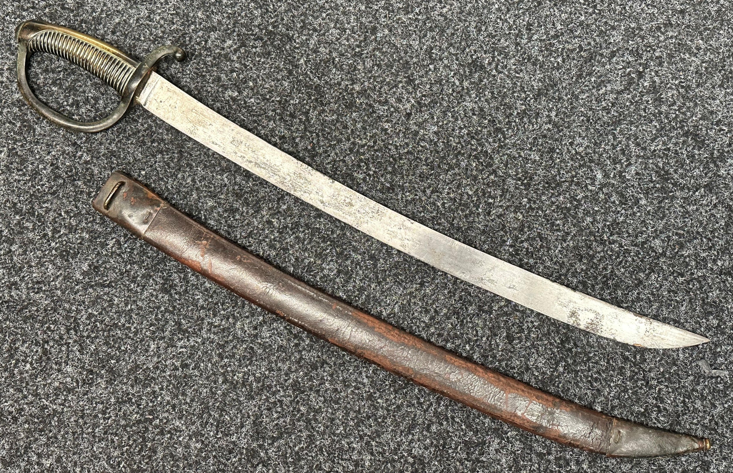 French Model 1804 Bording Cutlass with curved single edged blade 595mm in length, maker marked " - Image 17 of 28