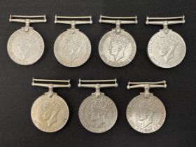WW2 British War Medals x 7. No ribbons.