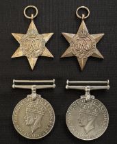 WW2 British Burma Star x 2 and War Medals x 2. No ribbons.