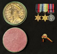 WW2 British miniature medals 1939-45 Star, Atlantic Star, War Medal all mounted on a bar, plus a
