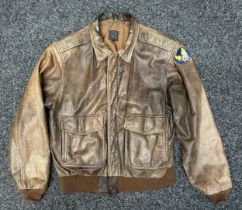 Reproduction USAAF A2 Type Flying Jacket by Sefton Clothing Co. Beacon NY. Brown leather with