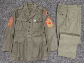 Post War USMC Service Dress Uniform with shoulder sleeve insignia for the 6th Marine Division,