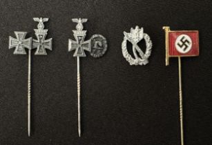 WW2 Third Reich Stick pins: EKII 1914 with 1939 bar with EKI 1939: EKII 1914 with 1939 Bar and WW1