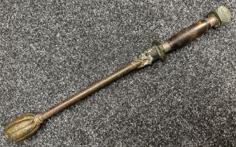Japanese Samurai Tetsubo Metal Mace. 516mm in length. Wooden handle with Bronze fittings.