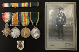 WW1 British Medal Group to 2597 TPTR S Ellis, Staffordshire Yeomanry comprising of 1914-15 Star,