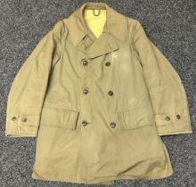 WW2 US Army Coat Mackinaw Olive Drab. OD Cotton Duck with matching shawl collar. Blanket wool lined.