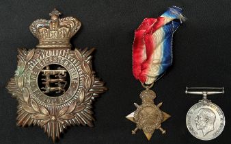 WW1 British 1914-15 Star and British War Medal to 1358 Pte T Parker, Leicestershire Regt. Along with