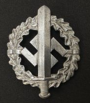 WW2 Third Reich Silberes SA-Sportabzeichen - SA Sports Badge in Silver. Maker marked "W Redo".