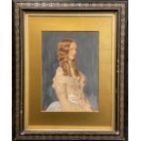 Audrey Philips, A Portrait of a Young Lady, Gwen Salt, watercolour and gouache, 28cm x 20cm.