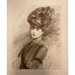 Paul Caesar Helleu (French, 1859 - 1927), Ellen, sepia lithograph, Sagot Poster, signed in the