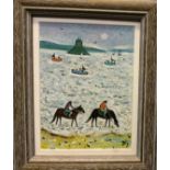 Joan Gilchrest (1918 - 2008), Riding at High Tide, signed with monogram, oil on board, 18.5cm x