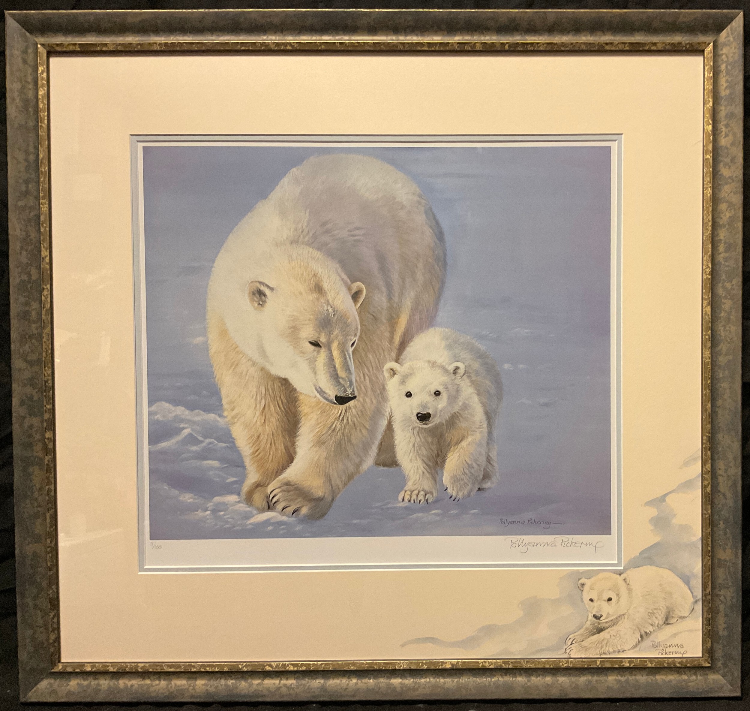 Pollyanna Pickering (1942 - 2018) Mother Polar Bear With Cub, limited edition print 11/100, signed