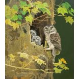 Pollyanna Pickering (1942 - 2018) Hollow Tree House, Owl and Owlets signed, gouache, 41cm x 37cm