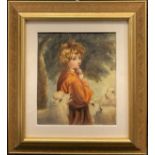 After Joshua Reynolds, A Young Shepherd, watercolour, 18cm x 15.5cm.