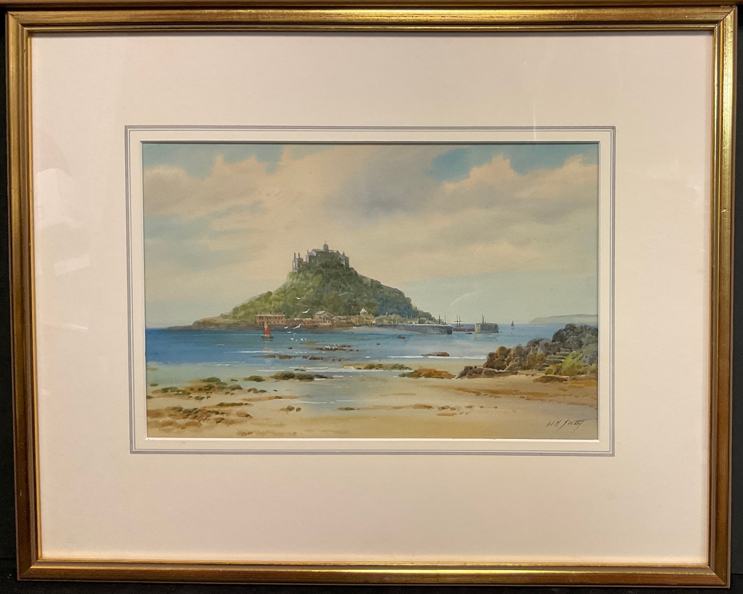 W. H. Sweet, Saint Michael’s Mount, signed, watercolour, 18cm x 27.5cm; another, watercolour, signed - Image 3 of 3