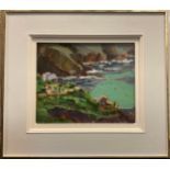 Eric Ward (bn. 1945) The Cove at Gurnards Head signed, acrylic on paper laid onto board, 25.5cm x