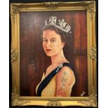 Michael Burke, 'Tattoo Queen', signed, oil on canvas, 76.5cm x 61cm.