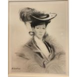 Chahine, Edgar (1874-1947), Mademoiselle Noyes, 2nd State, drypoint etching, signed in the print, to