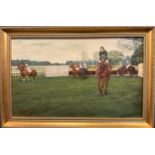 Ernest Fairhurst, 'Inspecting the Hurdles', signed, oil on canvas, 41cm x 61.5cm.