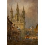 E. Nevil (continental school, late 19th/early 20th century), Louvain Cathedral, signed, titled,