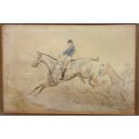 Manner of Henry Thomas Alken, a pair, Horse trials, watercolours, 15cm x 22.5cm, (2).