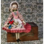 A reproduction 'Queen Anne' style carved and painted wooden artist doll, Katherine, the carved and