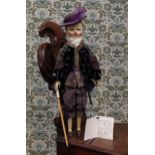 The Old Wooden Sisters reproduction 'Queen Anne' style carved and painted wooden artist doll, the