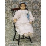 A late 19th century poured wax shoulder head doll, attributed to Mme. Augusta Montanari, the