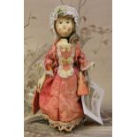 A Janice May reproduction 'Queen Anne' style carved and painted wooden artist doll, the carved and