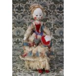 A reproduction 'Queen Anne' style carved and painted wooden artist doll, the carved and painted head