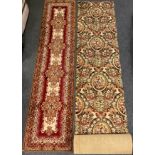 A 20th century Middle Eastern pure wool runner carpet / rug, 345cm x 83cm; another wool runner