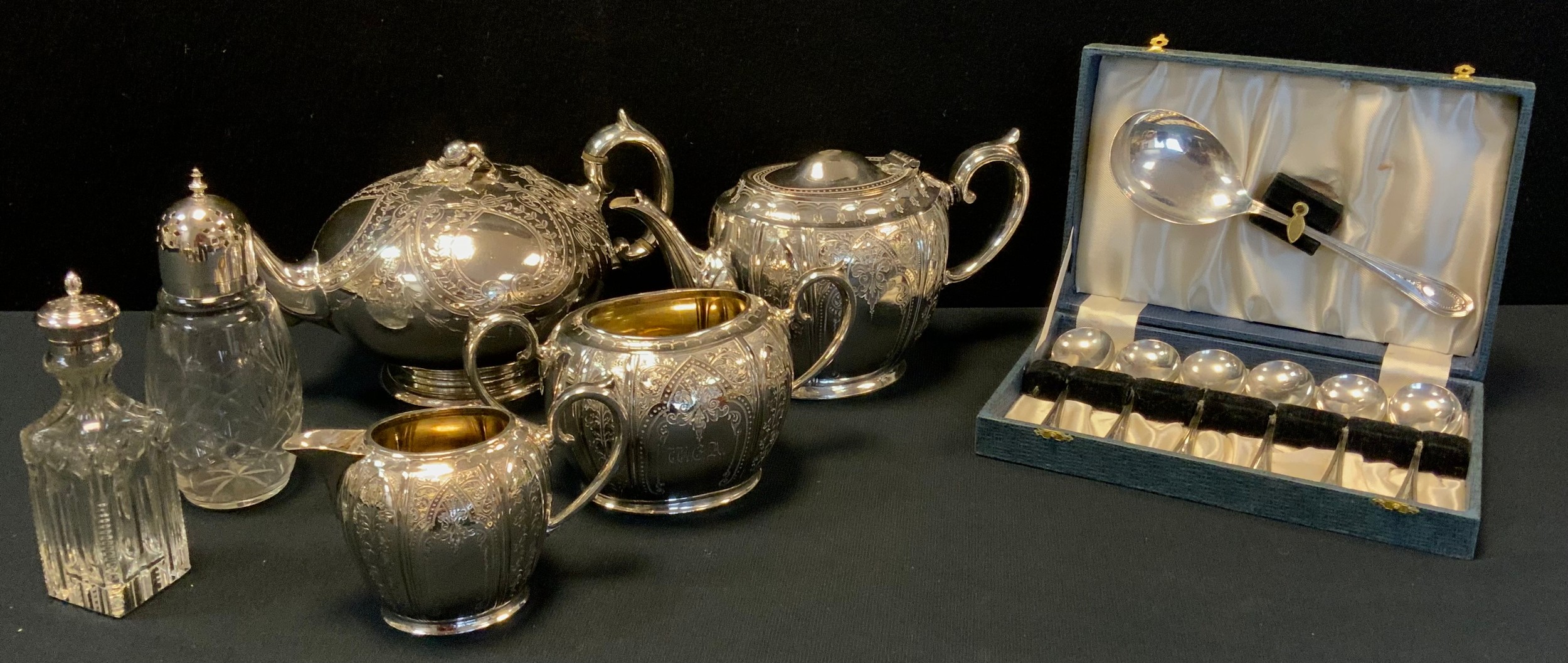 Plated ware - Philip Ashberry and sons tea pot; Mappin and Webb tea set including tea pot, milk jug,