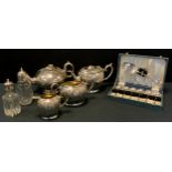 Plated ware - Philip Ashberry and sons tea pot; Mappin and Webb tea set including tea pot, milk jug,