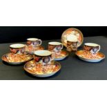 Six Royal Crown Derby 383 pattern coffee cans and saucers, printed marks