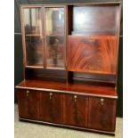 A 20th century mahogany veneered display cabinet, 165cm high x 134.5cm wide.
