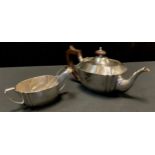 A George V Silver teapot and sugar bowl, C W Fletcher & Son Ltd, Sheffield 1931; George III silver