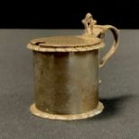 A late Victorian silver drum mustard, clear glass liner, Birmingham 1898, 161.8g gross