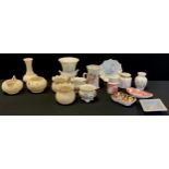 Ceramics - Royal Crown Derby 2451 trinket dish, Red Aves cream jug, fan dish, Posies vase;