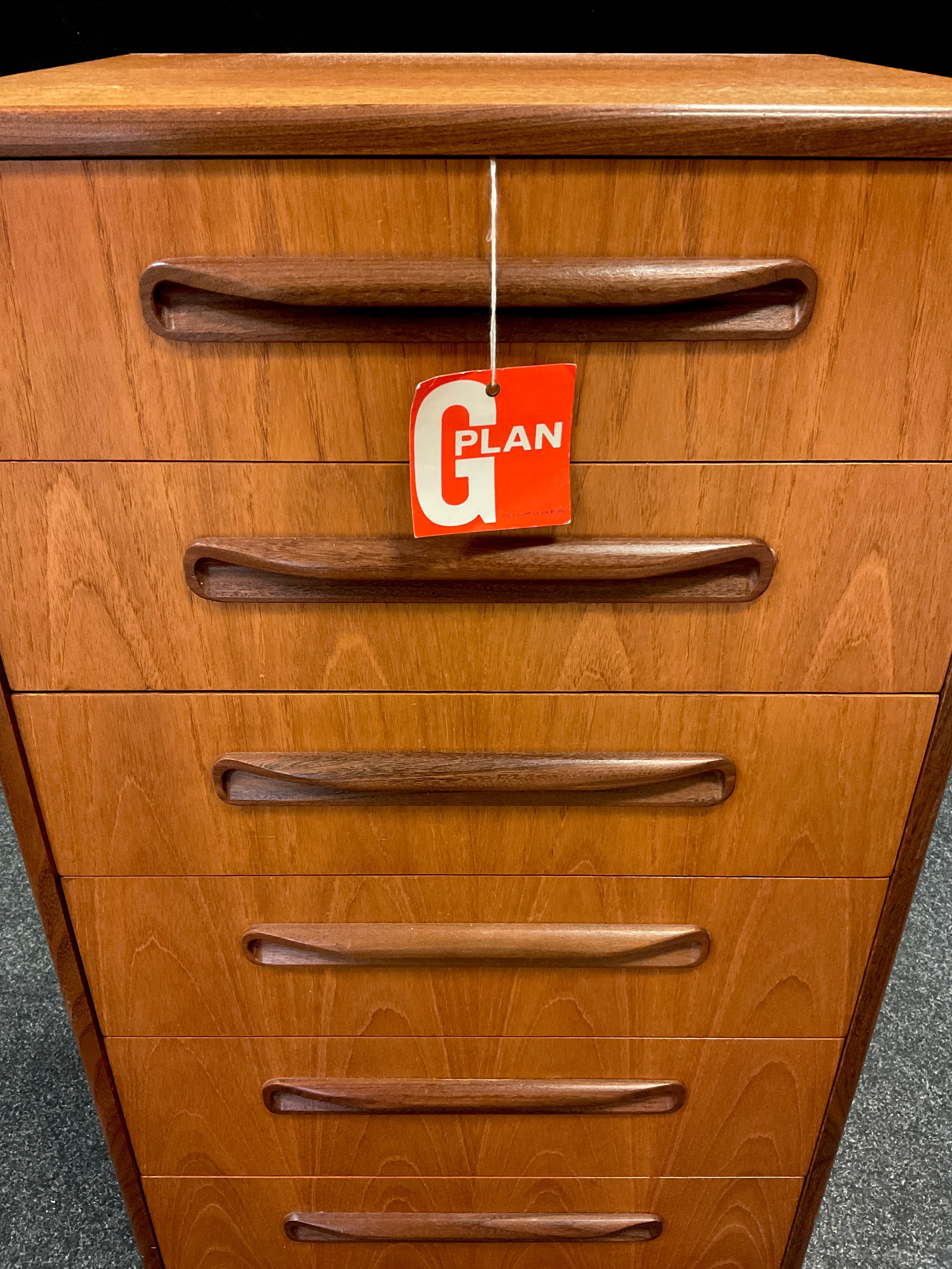 A G-plan teak tall chest of drawers, Fresco model, six drawers, 100cm high x 53.5cm wide x 44.5cm, - Image 2 of 2