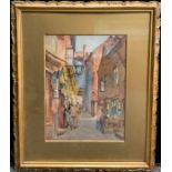 Arthur Netherwood (1864-1930), A Victorian Alley, signed, watercolour, 34cm x 24.5cm.