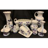 Radford ware including; butter dish, salt and pepper shakers, budvase, comport baskets; etc