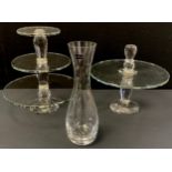 Darlington Fine Quality crystal decanter, boxed; single tier cake stand, conforming three tier