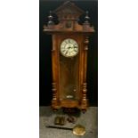 A 19th century Vienna wall clock, cream dial, bold Roman numerals, eight day two train movement,