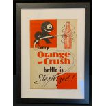 Advertising - an early 20th century poster, Every Orange-Crush bottle is Sterilized, 45cm x 31cm, c.