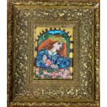 Modernist school, Red Haired Maiden, oil on board, 16.5cm x 12cm, ornate gilt frame