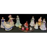 Royal Doulton figures, HN 3626 Lily, figure of the year 1995; Pamela, Jessica x2, Charlotte, Leslie,