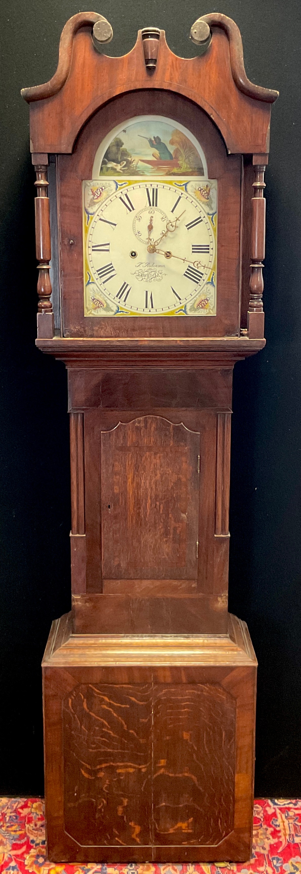 Early 19th century oak and mahogany Longcase clock by Thomas Robinson, of Sheffield, 8-day movement,