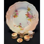 Royal Worcester blush ivory lobed plate; pair of miniature loving cups; pill boxes; etc